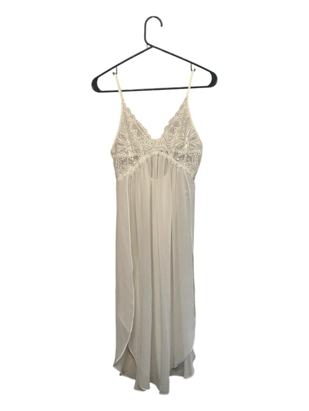 In Bloom By Jonquil Sheer Lace-Trim Slip Dress in Ivory - XS